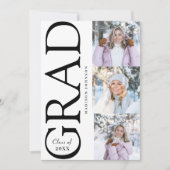 2026年度 卒業おめでとう タイポグラフィ 3枚写真パーティー 招待状 (正面)