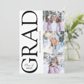 2026年度 卒業おめでとう タイポグラフィ 3枚写真パーティー 招待状 (スタンド正面)