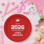 2026年度 卒業デザイン 大胆な赤 ペーパープレート (パーティー)