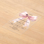 2026年度 卒業パーティー ピンクの蝶ネクタイ 豪華 アクリル招待状 (レイダウン)