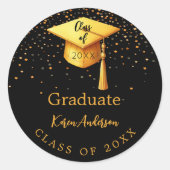 2026年度 卒業パーティー ブラック ゴールド キャップ ラウンドシール (正面)