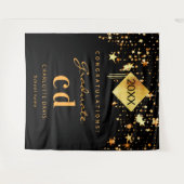 2026年度 卒業パーティー ブラック ゴールド 卒業生名入れ タペストリー (正面(横))