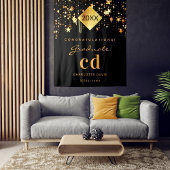 2026年度 卒業パーティー ブラック ゴールド 卒業生名入れ タペストリー