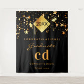 2026年度 卒業パーティー ブラック ゴールド 卒業生名 タペストリー (正面)