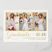 2026年度 卒業写真コラージュ 卒業おめでとう 箔招待状 (正面)