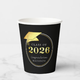 2026年度 卒業 ブラック 偽メタリックゴールド 紙コップ