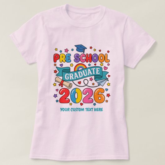 2026年度 幼稚園卒園 カスタムテキスト Tシャツ (デザイン正面)