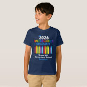 2026年度 幼稚園卒業者 ブルー キッズ パーソナライズド Tシャツ (正面フル)