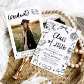 2026年度 手描きの卒業パーティー 招待状