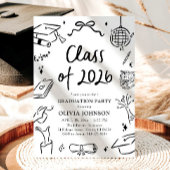 2026年度 手描きの卒業パーティー 招待状