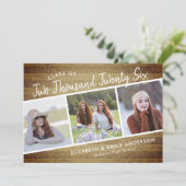 2026年度 手書きクラス 3枚の写真 ラスティックスタイル 招待状 (スタンド正面)