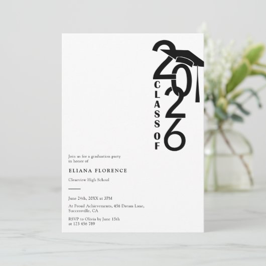 2026年度 現代的な卒業パーティー 招待状 (スタンド正面)