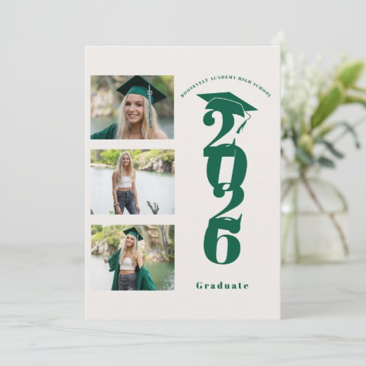 2026年度 現代4枚写真 卒業パーティー 招待状 (スタンド正面)