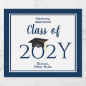 2026年度 紺色 エレガントな卒業パーティー リキュールボトルラベル (シングルラベル)
