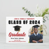 2026年度 赤い卒業生 現代的な卒業パーティー 案内状 (スタンド正面)