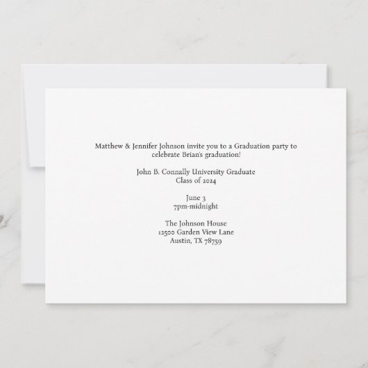 2026年度 赤い卒業生 現代的な卒業パーティー 案内状 (裏面)