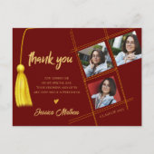 2026年度　赤　多写真　卒業　ありがとう ポストカード (正面)