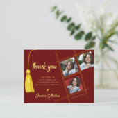 2026年度　赤　多写真　卒業　ありがとう ポストカード (スタンド正面)