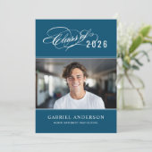 2026年度 青クラス 卒業式 カリグラフィー 写真 招待状 (スタンド正面)