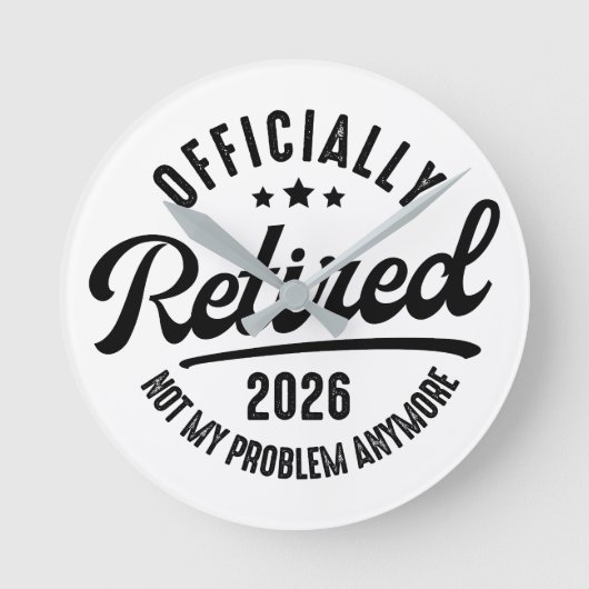 2026年引退しました おもしろ定年退職 ラウンド壁時計 (正面)