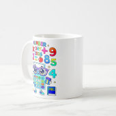 2026年数字の日電卓キャラクター数学デザイン コーヒーマグカップ (正面左)