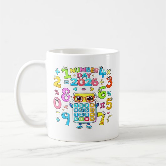 2026年数字の日電卓数学デザイン子供用 コーヒーマグカップ (左)