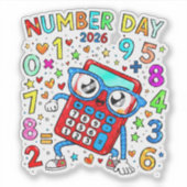 2026年数字の日 かわいい数学ステッカー 子供用 シール (正面)
