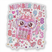 2026年数字の日 かわいい数学ステッカー 子供用 シール (正面)