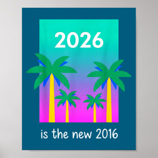 2026年新作 2016 蒸気波 ヤシのイラスト ポスター