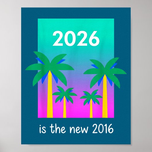 2026年新作 2016 蒸気波 ヤシのイラスト ポスター (正面)