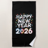 2026年新年あけましておめでとう ビーチタオル (正面)