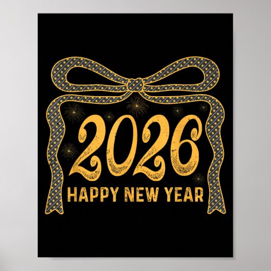 2026年新年おめでとう弓花火お祝いデザイン ポスター (正面)