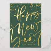 2026年新年おめでとう手書き金ゴールド 箔シーズンカード (正面)
