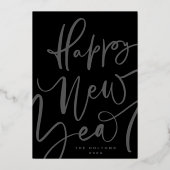 2026年新年おめでとう手書き金ゴールド 箔シーズンカード (裏面)