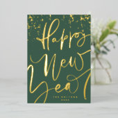 2026年新年おめでとう手書き金ゴールド 箔シーズンカード (立ち正面)