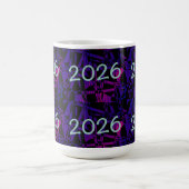 2026年新年おめでとう紫色の楽しい数字 コーヒーマグカップ (中央)