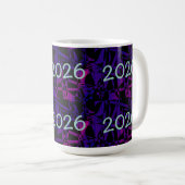2026年新年おめでとう紫色の楽しい数字 コーヒーマグカップ (正面右)