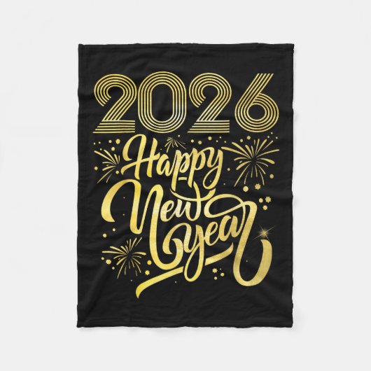 2026年新年おめでとう花火 フリースブランケット (正面)