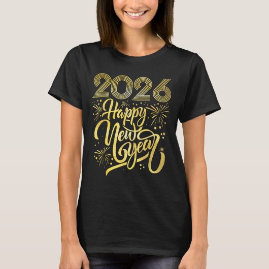 2026年新年おめでとう花火 Tシャツ (正面)