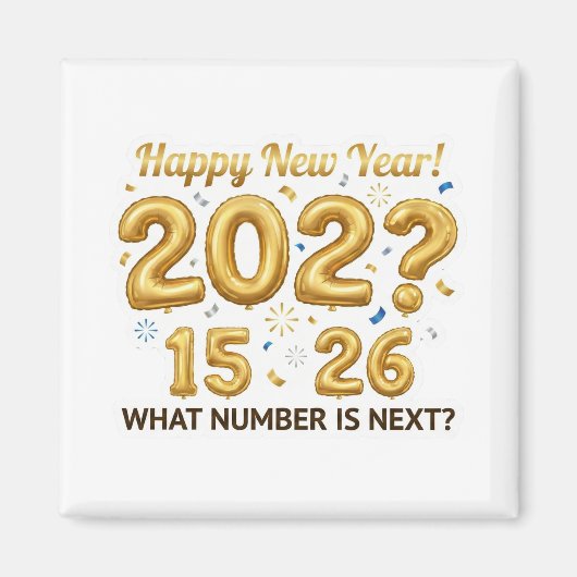 2026年新年おめでとう金色風船ロジックパズルマグネット マグネット (正面)