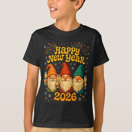 2026年新年おめでとう かわいいノームパーティーギフト Tシャツ (正面)