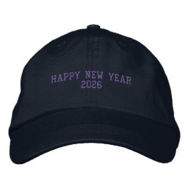 2026年新年おめでとう ネイビーカラーの新鮮な帽子 フィット感抜群 刺繍入りキャップ