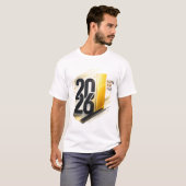 2026年新年おめでとう モダン ゴールド エレガント 慶祝 Tシャツ (正面フル)