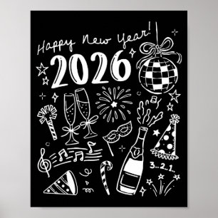 2026年新年おめでとう リボン 楽しい ポスター