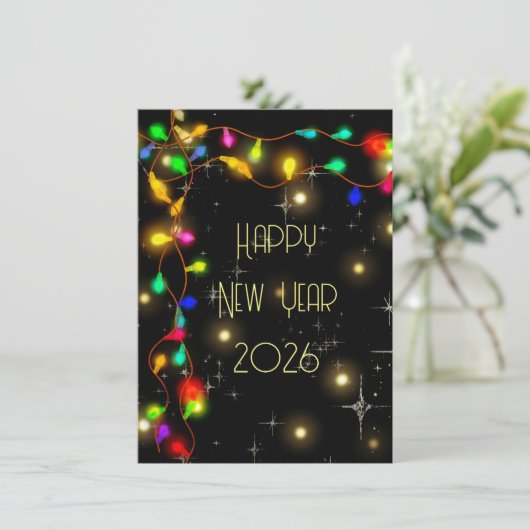 2026年新年おめでとう、星と照明ガーランド シーズンカード (スタンド正面)