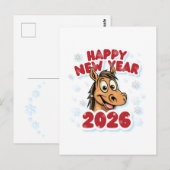 2026年新年おめでとう 馬のマスコット ポストカード (正面/裏面)