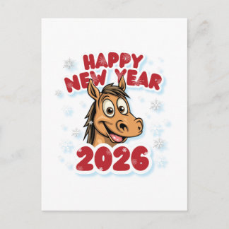 2026年新年おめでとう 馬のマスコット ポストカード