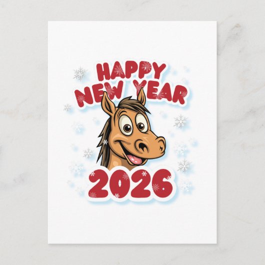 2026年新年おめでとう 馬のマスコット ポストカード (正面)