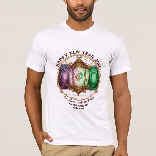 2026年新年おめでとうTシャツ | 無限の炎ランタン Tシャツ (正面)