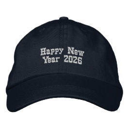 2026年新年お祝いパーティーハット ネイビー 刺繍入りキャップ